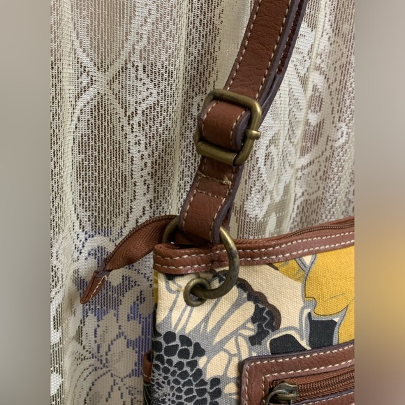 GAL FLORAL CANVAS & FAUX LEATHER SHOULDER BAG - Picture 6 of 13